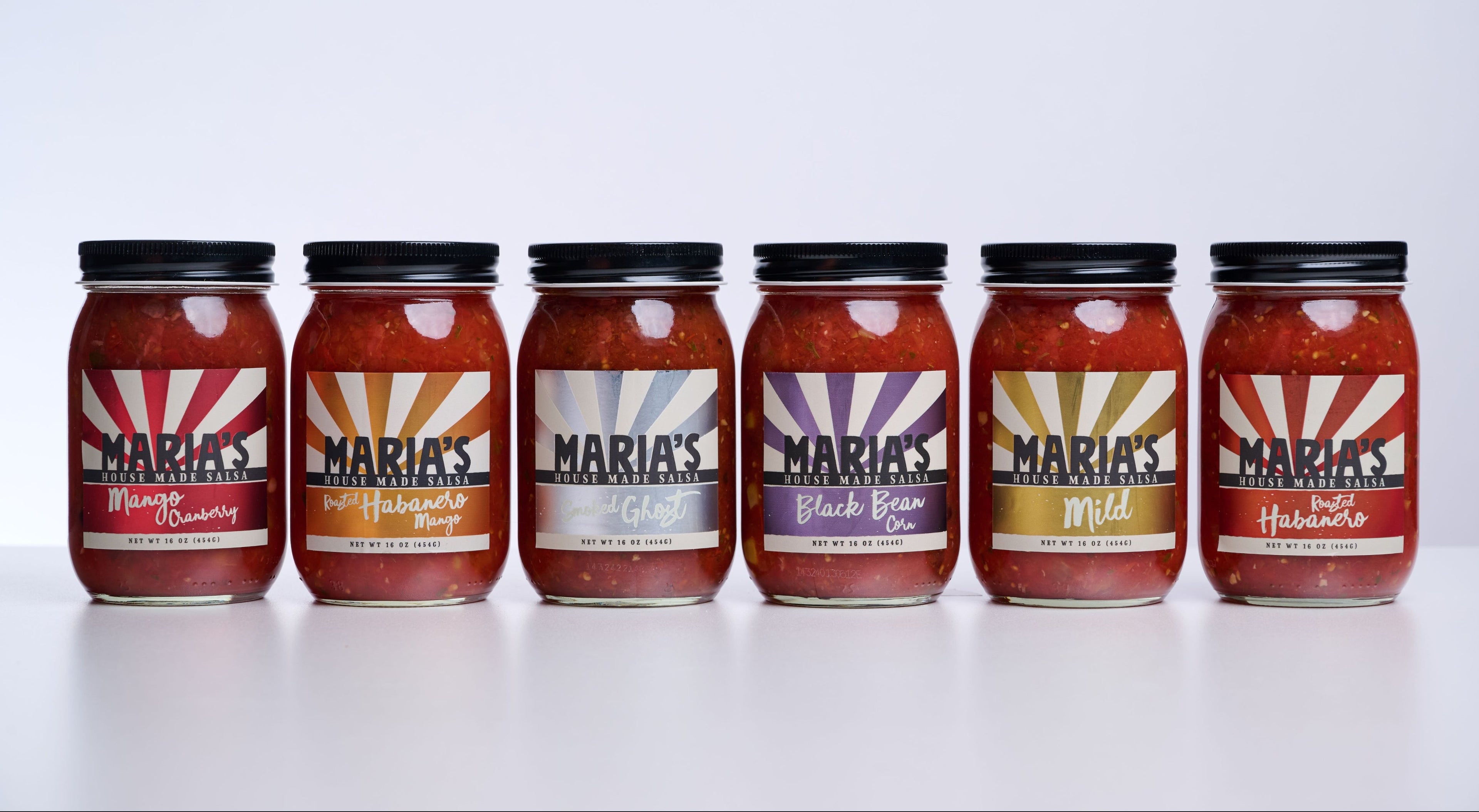 Six flavors of Maria's House Made Salsa Detroit Michigan